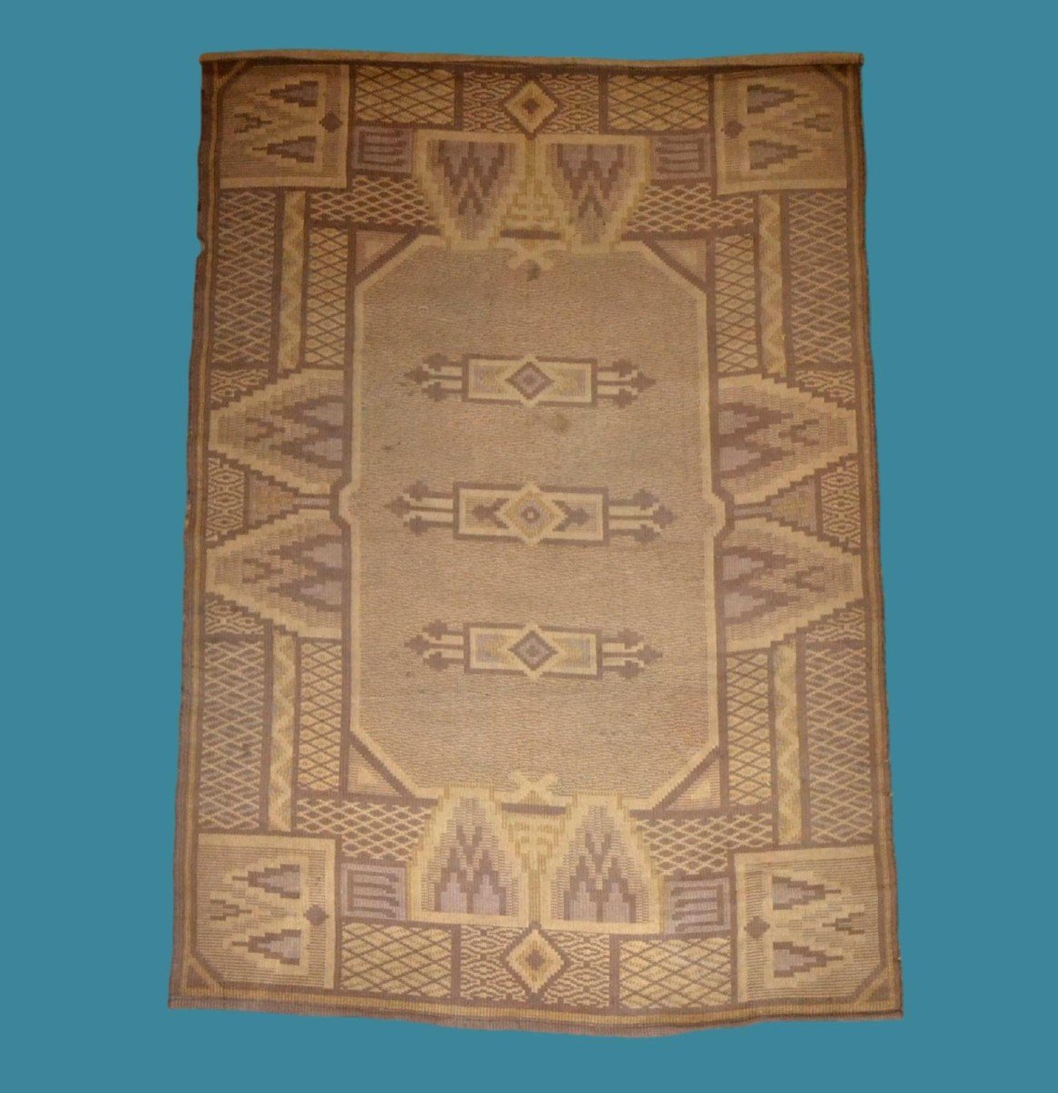 Old Mat, 136 Cm X 197 Cm, Mauritania, Ksour Tower Decor, Before 1950, Good Condition-photo-2