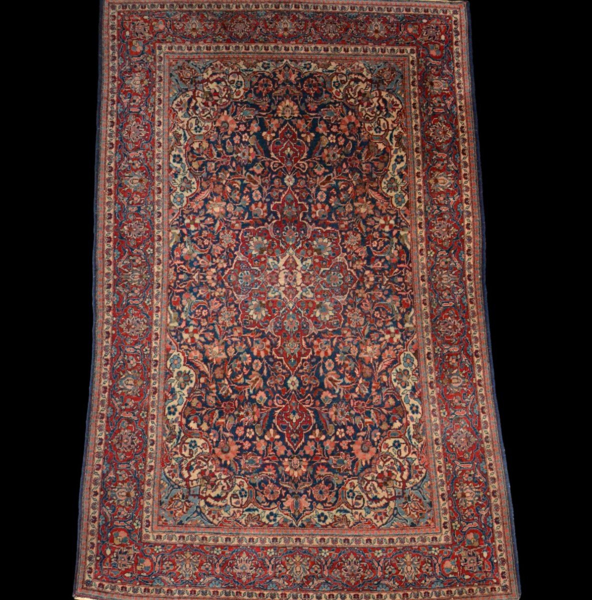 Tapis Kashan ancien, Persan, 131 x 207 cm laine nouée main en Perse tout début du XXème siècle