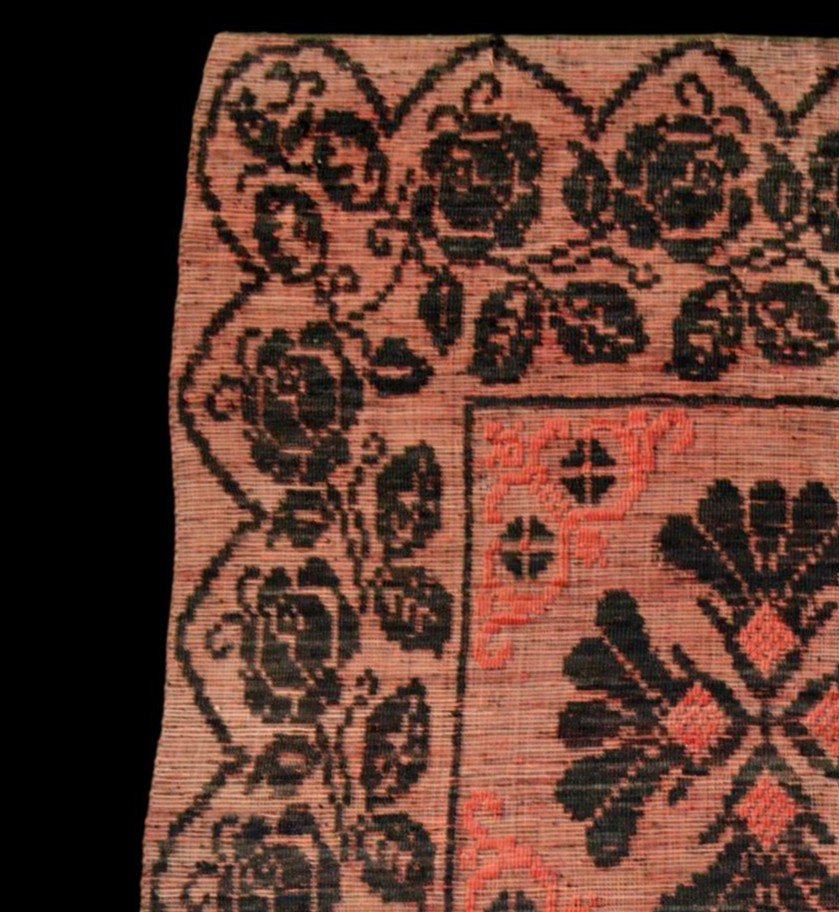 Art Déco Carpet 1920 - 1950, 155 Cm X 190 Cm, Hand-woven Cotton, Floor Or Table Carpet, Very Good Condition-photo-3