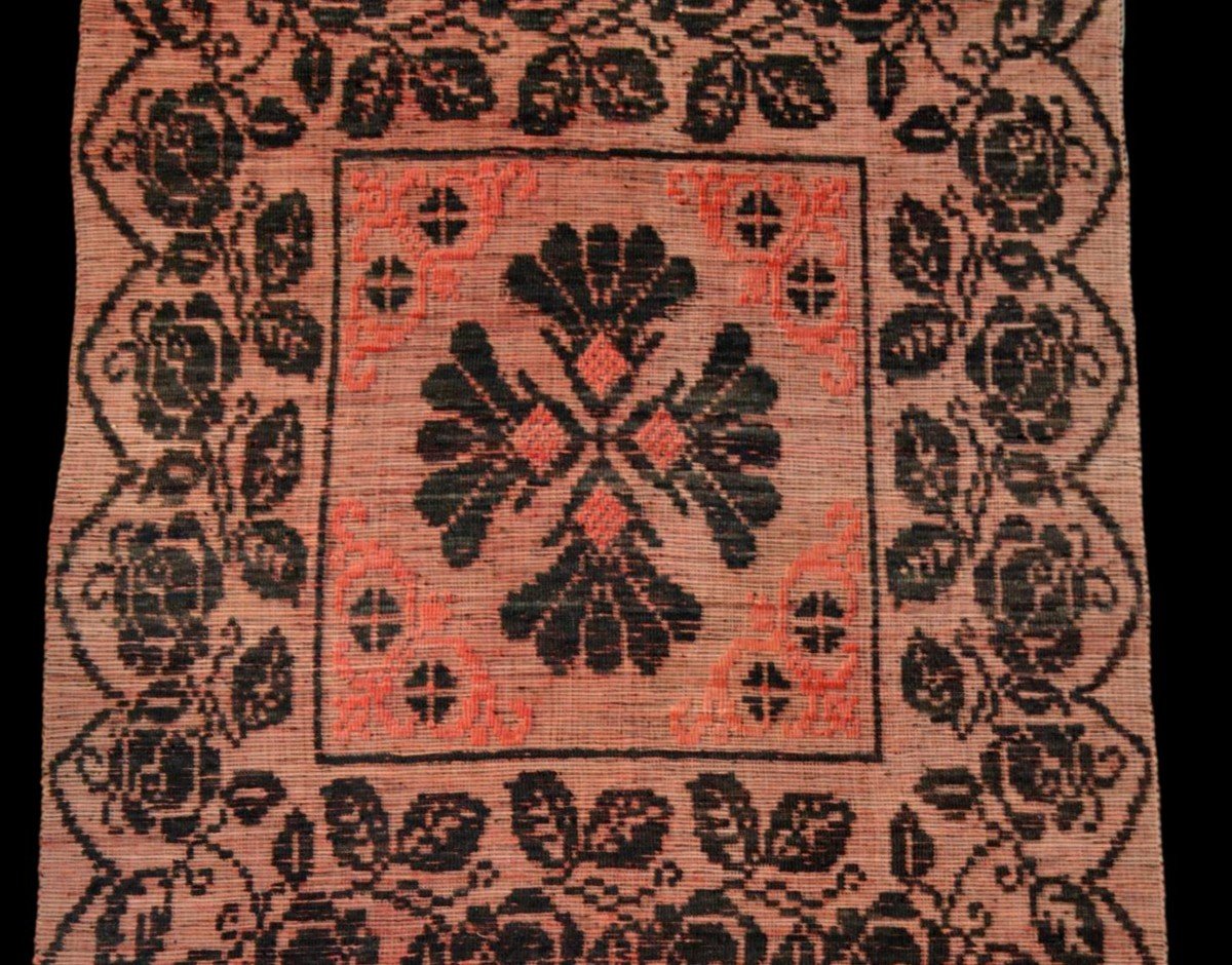 Tapis art déco, 1920 - 1950, 155 cm x 190 cm, coton tissé main, tapis de  sol ou de  table, très bon état-photo-1