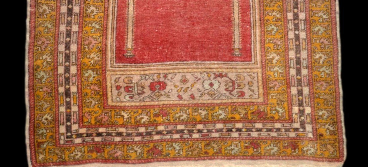 Tapis Avanos de prière ancien, Cappadoce, 127 x 187 cm, laine sur laine nouée main vers 1900-photo-1