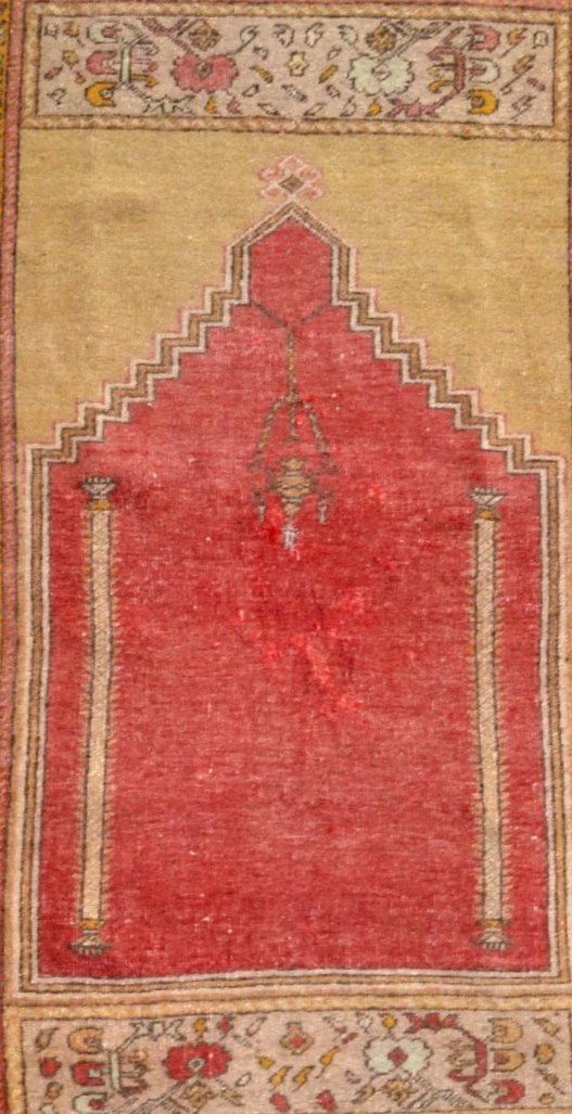Tapis Avanos de prière ancien, Cappadoce, 127 x 187 cm, laine sur laine nouée main vers 1900-photo-3