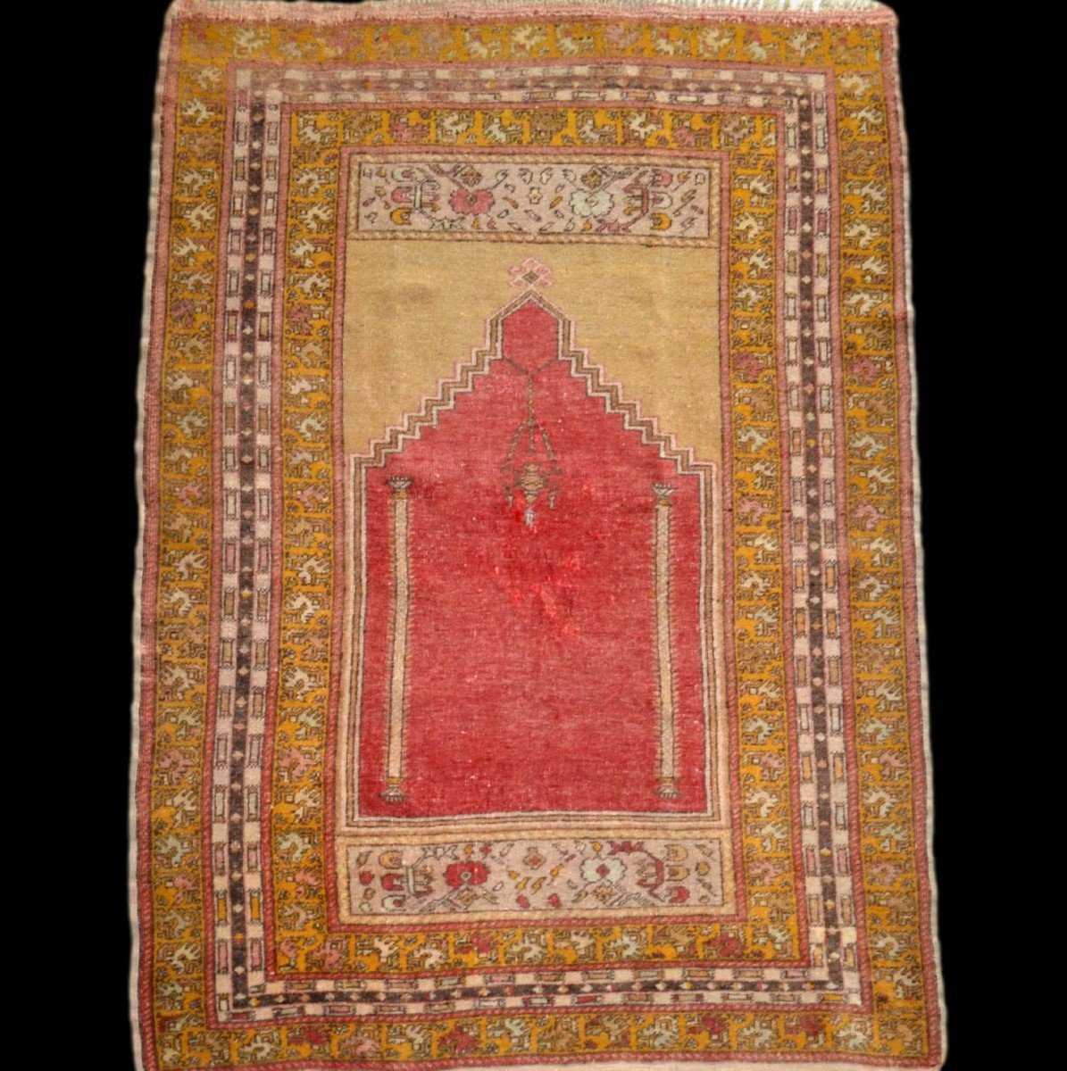 Tapis Avanos de prière ancien, Cappadoce, 127 x 187 cm, laine sur laine nouée main vers 1900