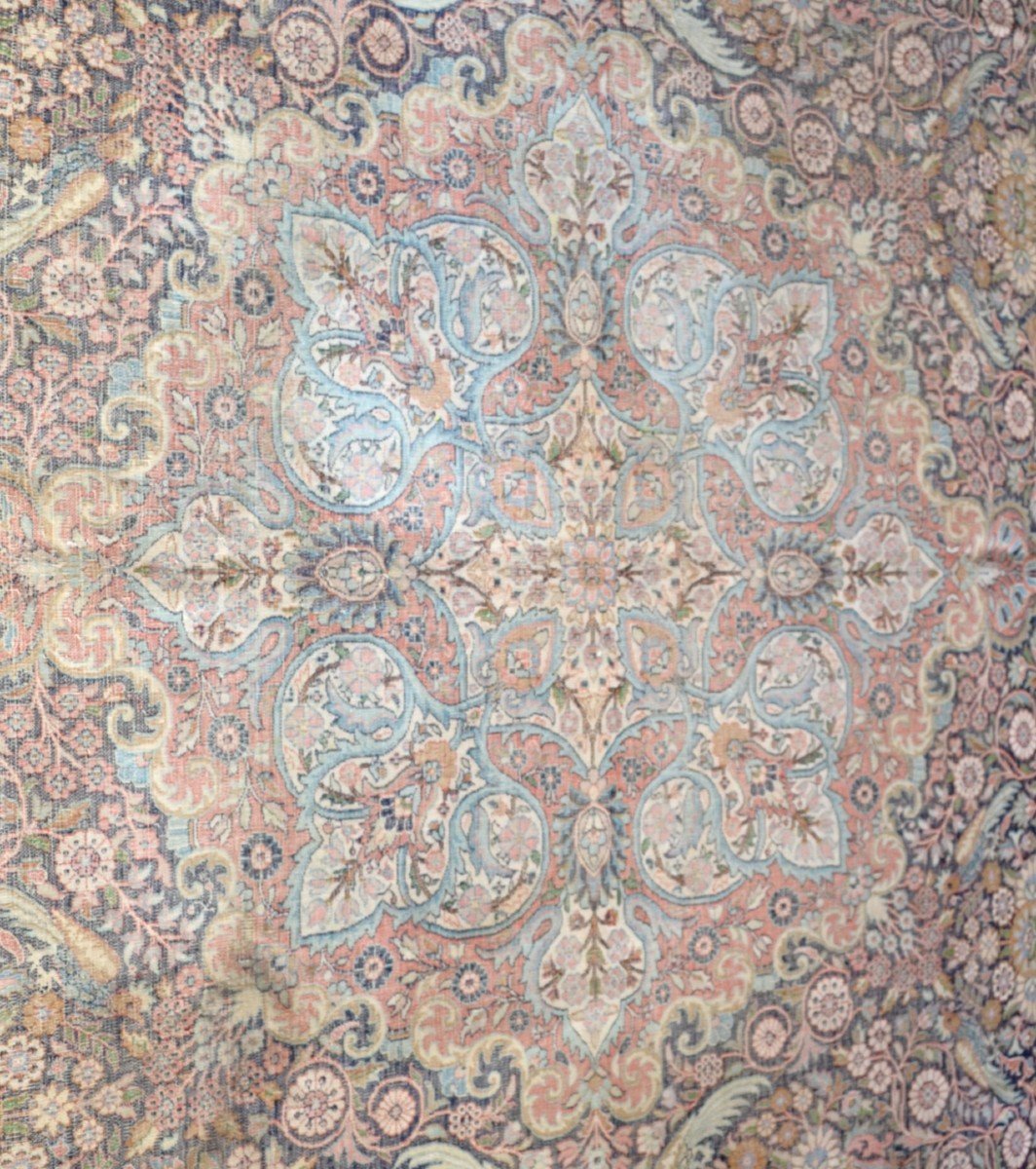 Tapis en soie du Cachemire, 250 x 336 cm, soie nouée main vers 1970, Cachemire, Inde