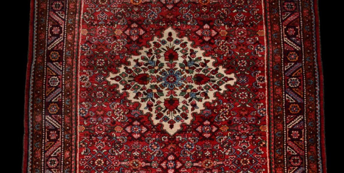 Tapis Persan Bidjar, 148 cm x 200 cm, laine nouée main en Iran vers 1950, parfait état-photo-1