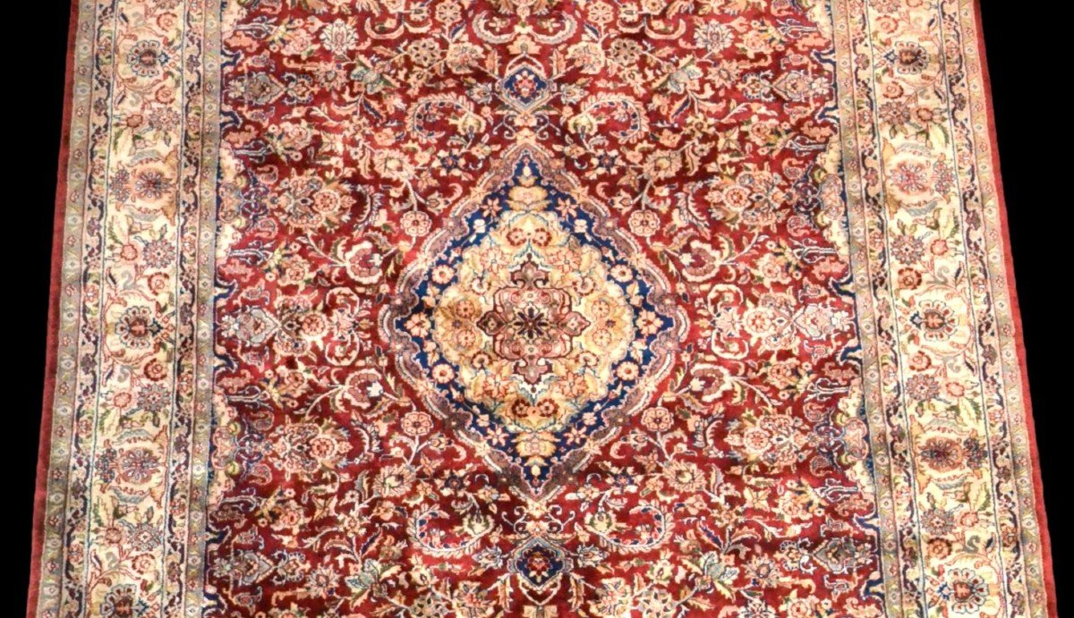 Tapis Tabriz Indo-persan, 175 cm x 230 cm, laine nouée main finement vers 1980, parfait état-photo-1