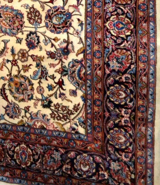 Tapis Sarough, 200 cm x 303 cm, laine kork nouée main en Iran vers 1980 en état impeccable-photo-4