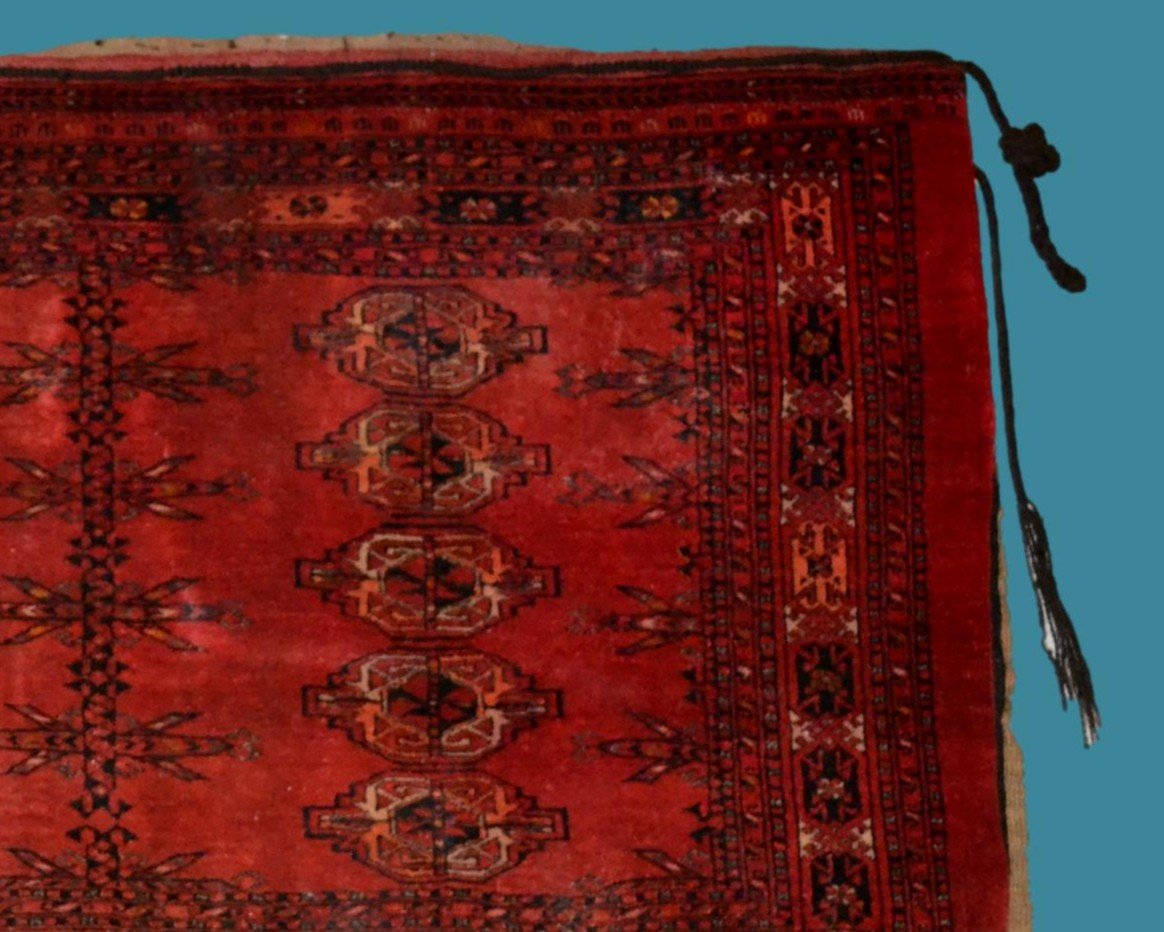 Chouval complet, tribu Turkmène, 143 x 185 cm, laine sur laine nouée main et lin, Asie centrale-photo-4