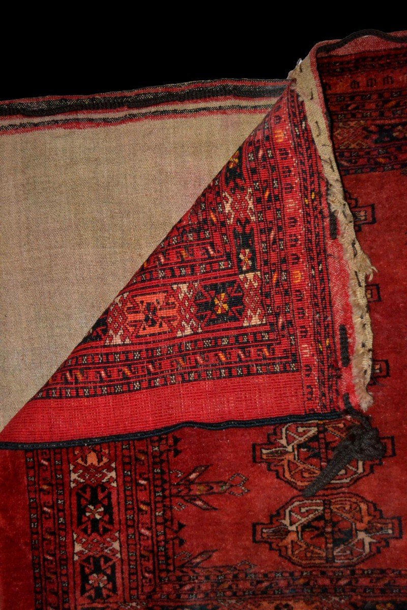 Chouval complet, tribu Turkmène, 143 x 185 cm, laine sur laine nouée main et lin, Asie centrale-photo-6