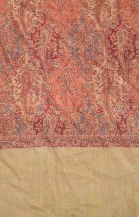 Grand châle en cachemire, 100 x 200 cm, origine Cachemire, décor de Botehs, parfait état-photo-2
