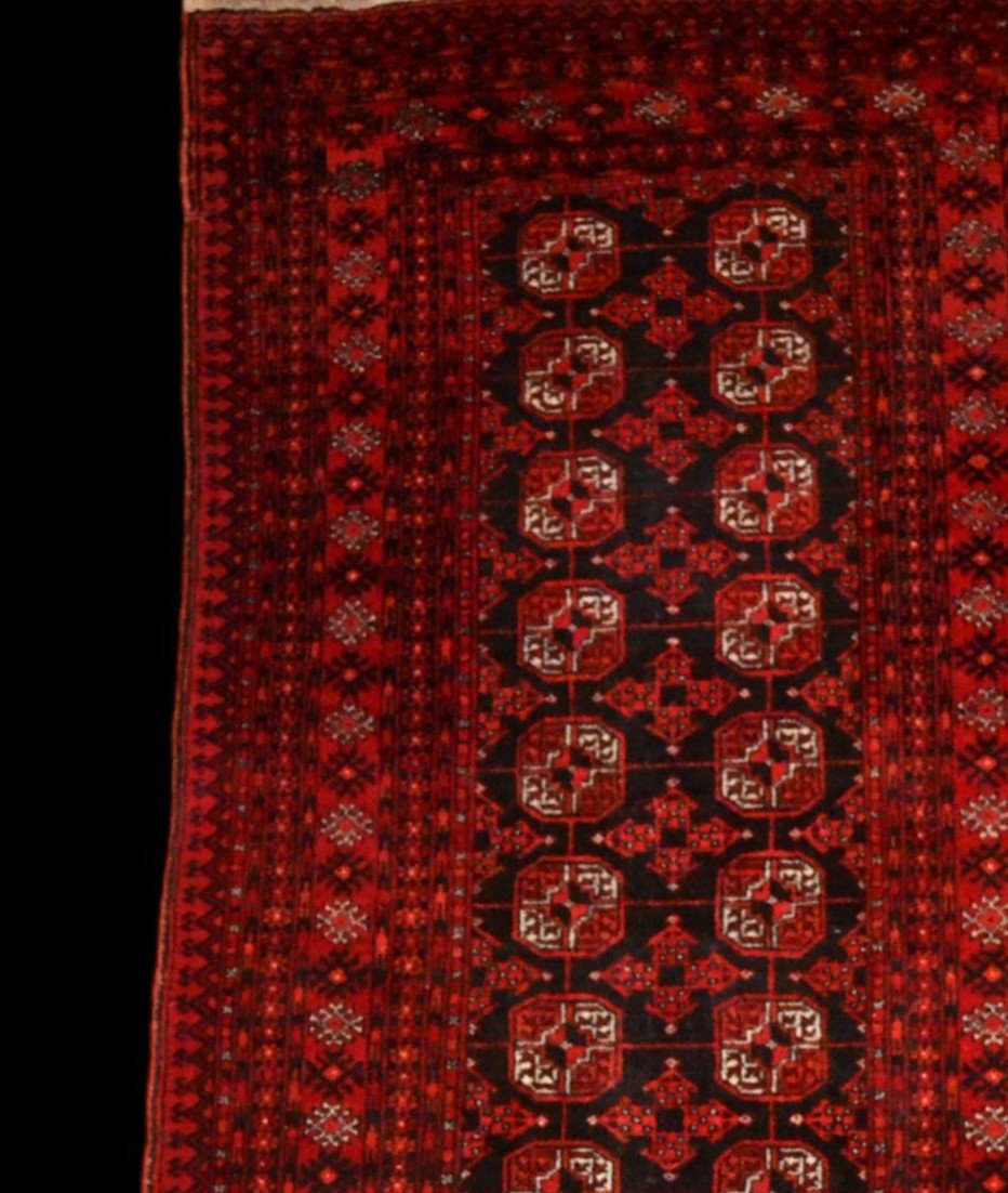 Tapis Afghan, 100 cm x 192 cm, laine nouée main en Afghanistan vers 1970, parfait état-photo-3