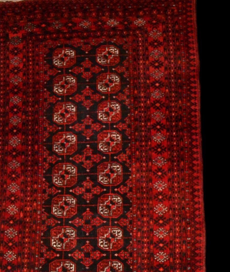 Tapis Afghan, 100 cm x 192 cm, laine nouée main en Afghanistan vers 1970, parfait état-photo-4