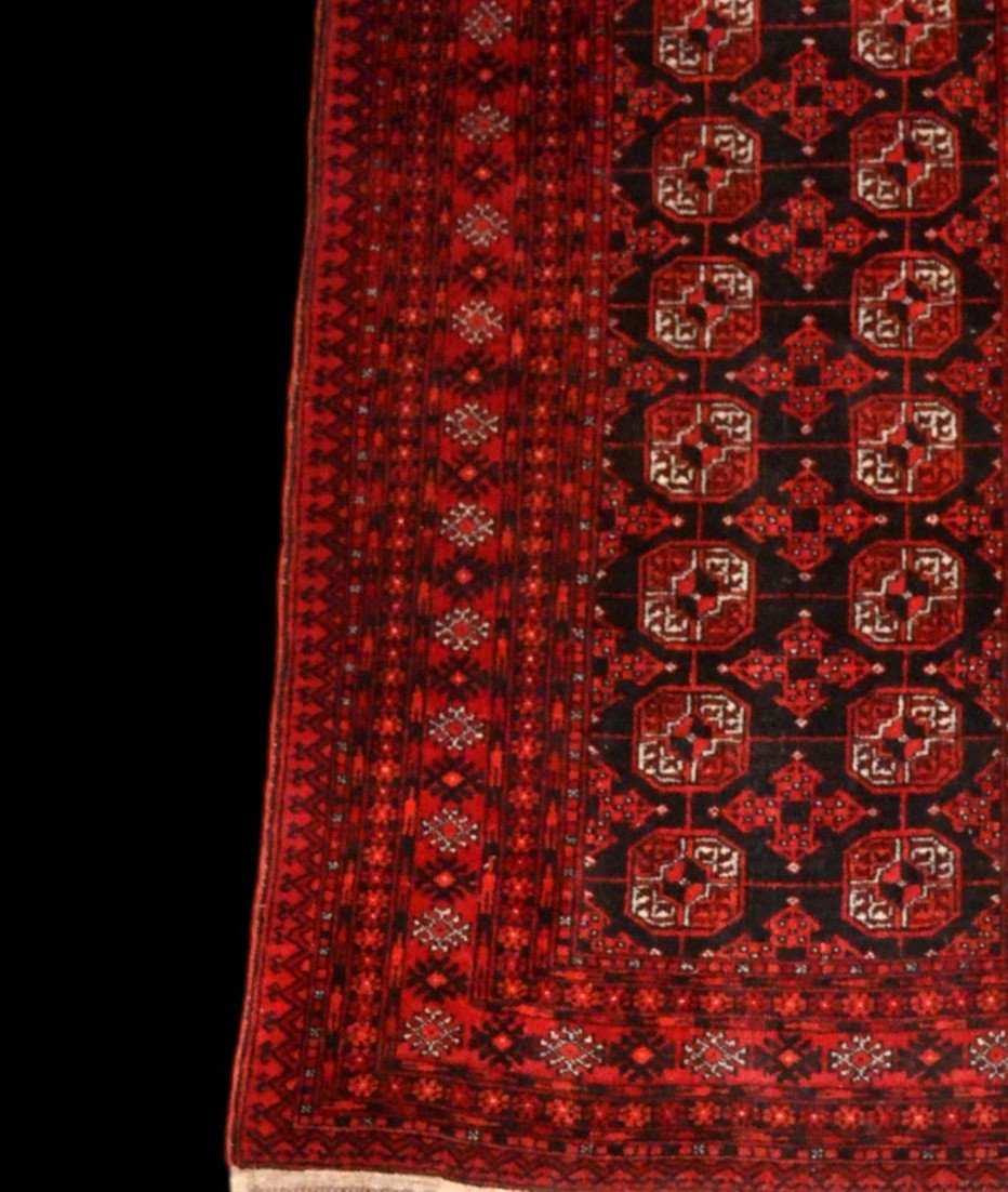 Tapis Afghan, 100 cm x 192 cm, laine nouée main en Afghanistan vers 1970, parfait état-photo-2