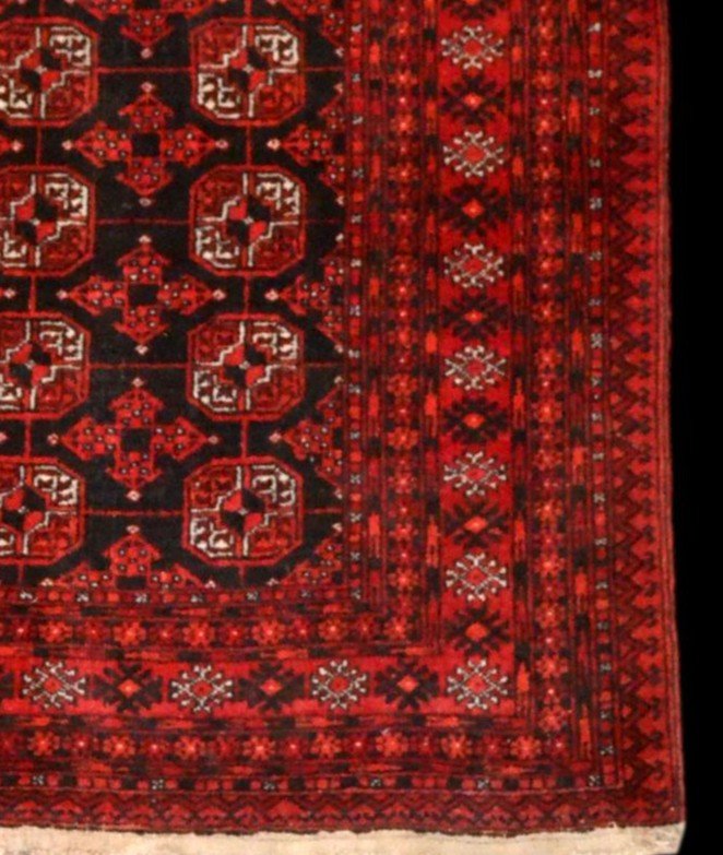 Tapis Afghan, 100 cm x 192 cm, laine nouée main en Afghanistan vers 1970, parfait état-photo-3