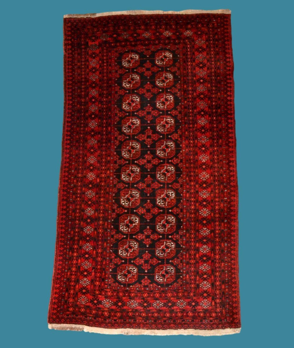 Tapis Afghan, 100 cm x 192 cm, laine nouée main en Afghanistan vers 1970, parfait état-photo-7