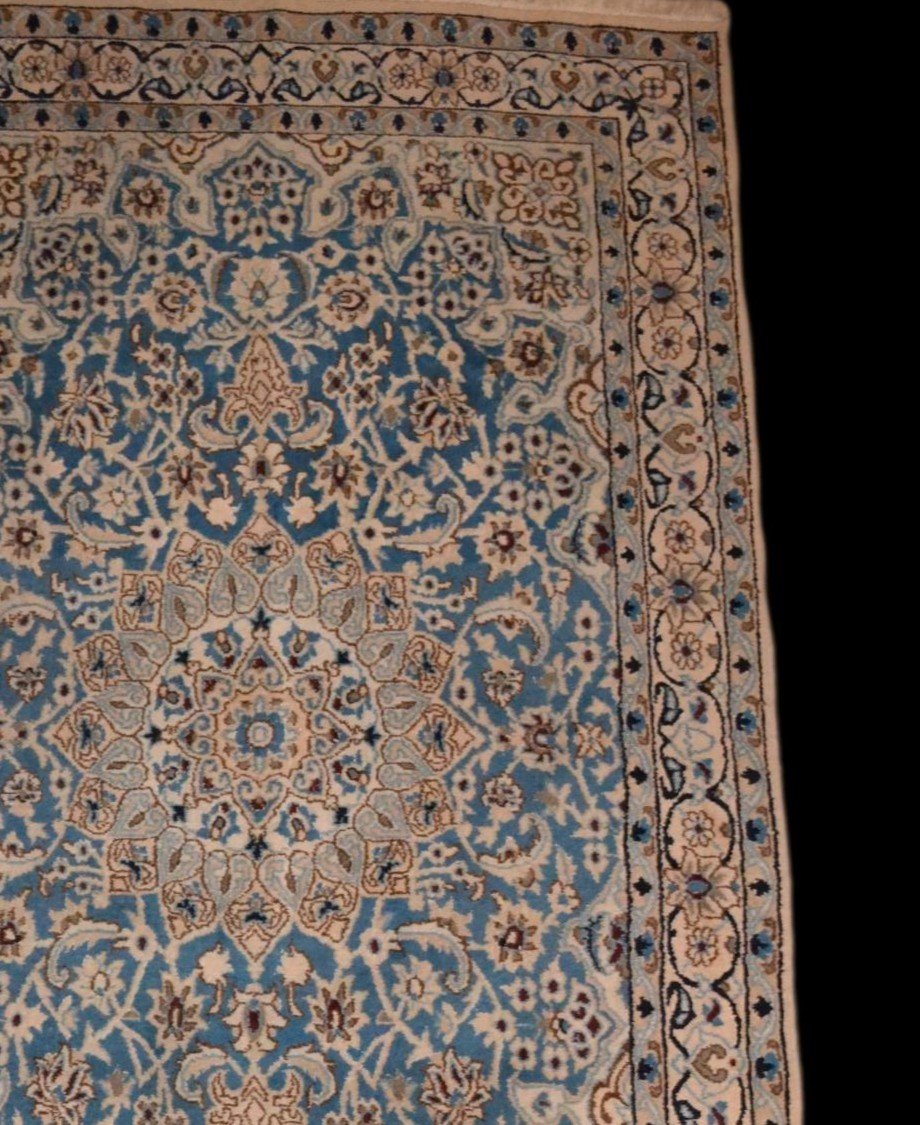 Tapis Na'in, Persan, 120 x 210 cm, laine & soie nouées main en Iran, vers 1970, en très bon état-photo-4