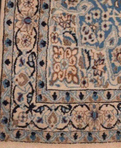 Tapis Na'in, Persan, 120 x 210 cm, laine & soie nouées main en Iran, vers 1970, en très bon état-photo-5