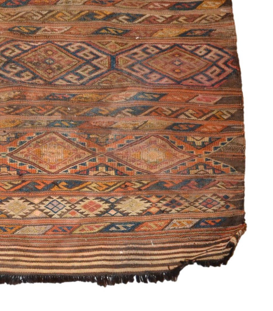 Mafrash en kilim Shahsavan Moghan, 97 x 112 cm, laine sur laine tissée main façon soumak XIXème-photo-3