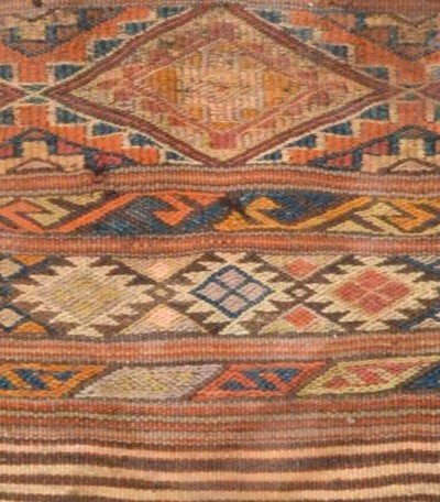 Mafrash en kilim Shahsavan Moghan, 97 x 112 cm, laine sur laine tissée main façon soumak XIXème-photo-6