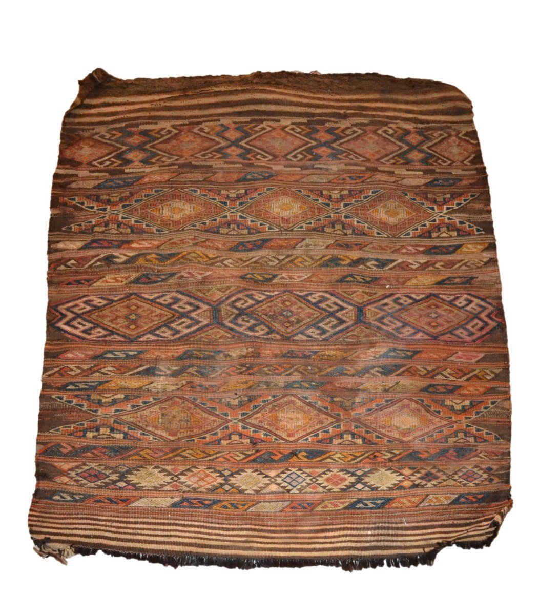 Mafrash en kilim Shahsavan Moghan, 97 x 112 cm, laine sur laine tissée main façon soumak XIXème-photo-8