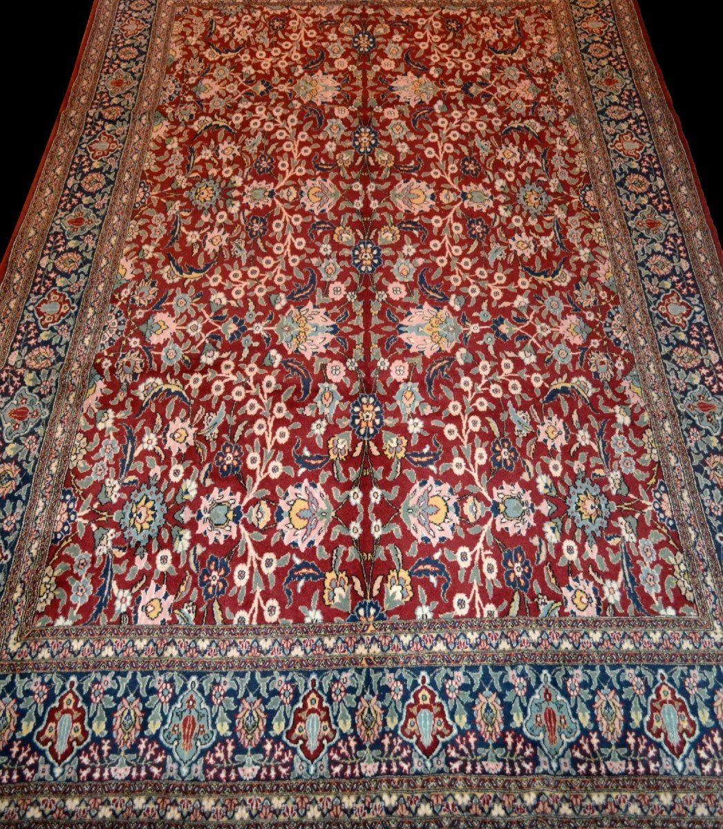Tapis Sarouk, 214 cm x 350 cm, laine kork nouée main en Iran, vers 1980 en parfait état