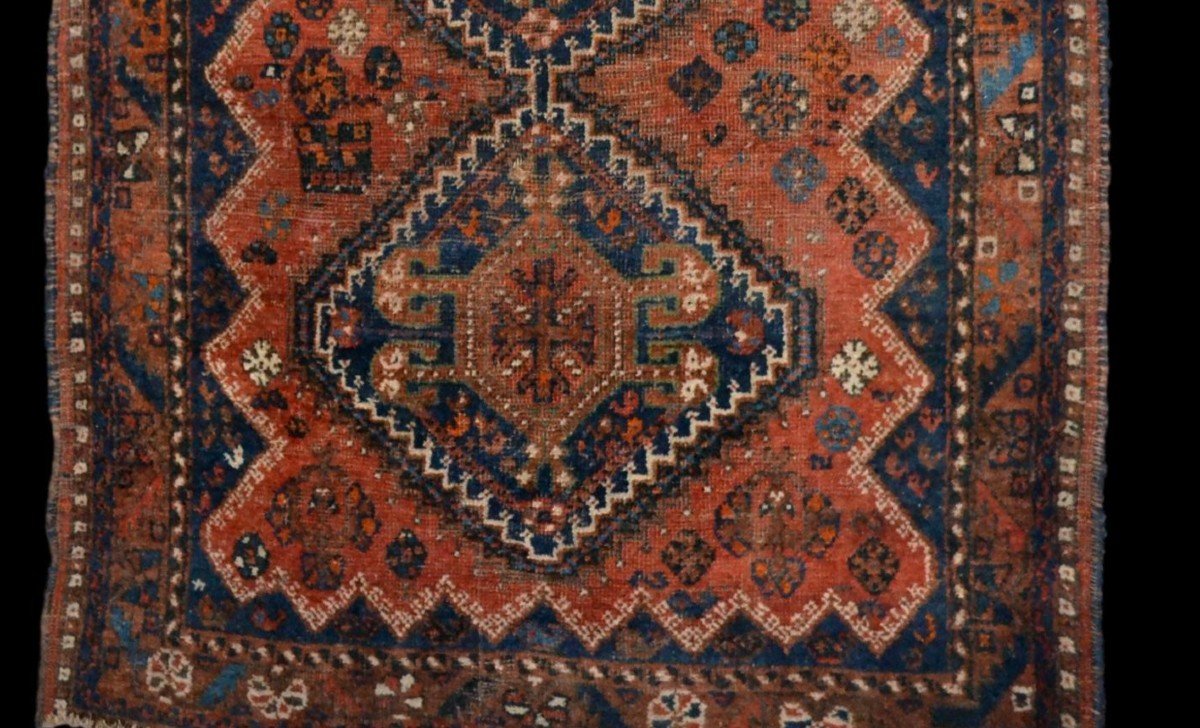 Tapis Gashghaï, laine sur laine nouée main, 115 x 152 cm, Iran, début du XXème en très bel état-photo-2