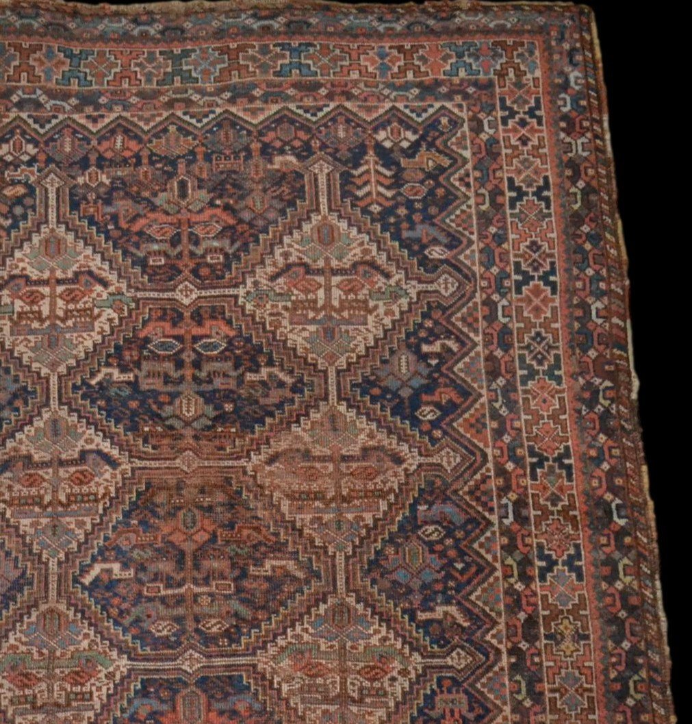 Khamseh Nomad Carpet, 172 X 198 Cm, Wool On Wool, Hand-knotted In Iran, Early 20th Century-photo-4