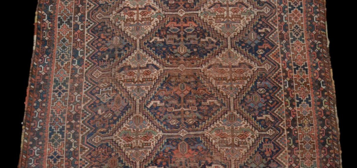 Khamseh Nomad Carpet, 172 X 198 Cm, Wool On Wool, Hand-knotted In Iran, Early 20th Century-photo-1