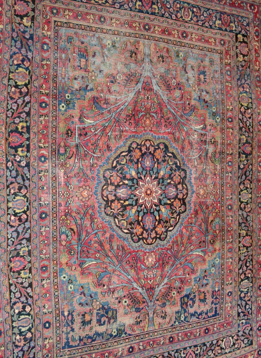 Important Old Tabriz, 253 X 357 Cm, Hand-knotted Wool In Persia (iran) In The 19th Century-photo-2