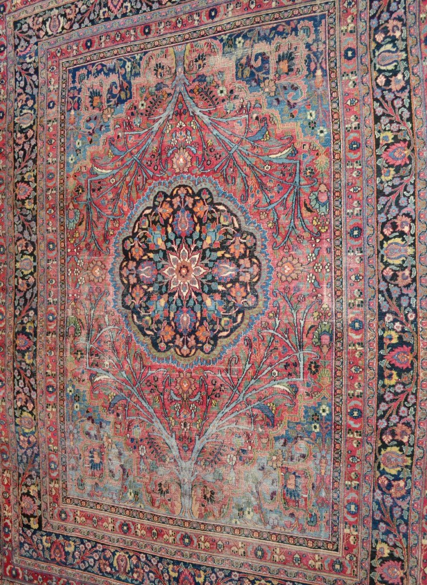 Important Old Tabriz, 253 X 357 Cm, Hand-knotted Wool In Persia (iran) In The 19th Century-photo-4