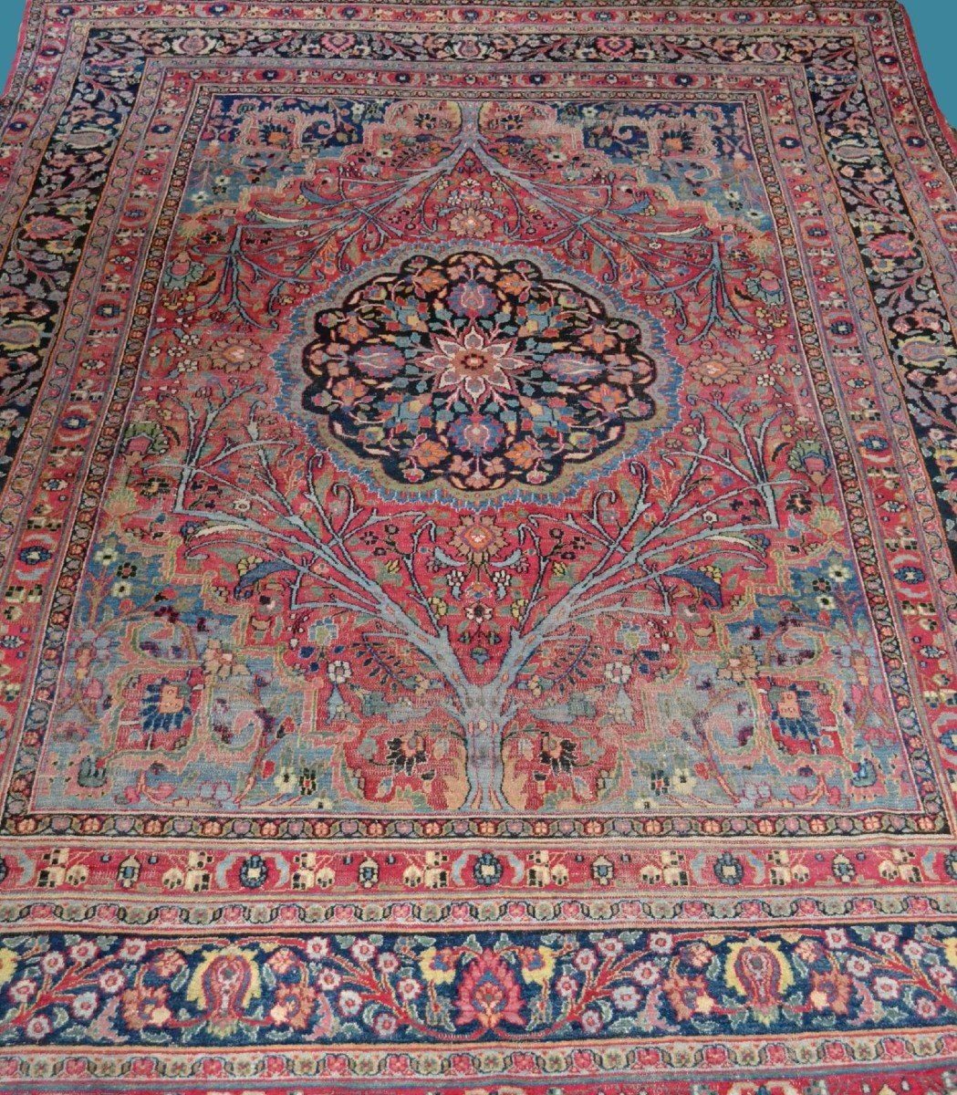 Important Old Tabriz, 253 X 357 Cm, Hand-knotted Wool In Persia (iran) In The 19th Century-photo-1