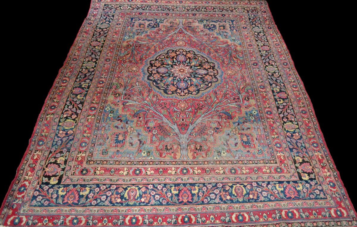 Important Old Tabriz, 253 X 357 Cm, Hand-knotted Wool In Persia (iran) In The 19th Century-photo-2