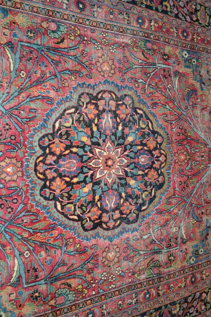 Important Old Tabriz, 253 X 357 Cm, Hand-knotted Wool In Persia (iran) In The 19th Century-photo-3