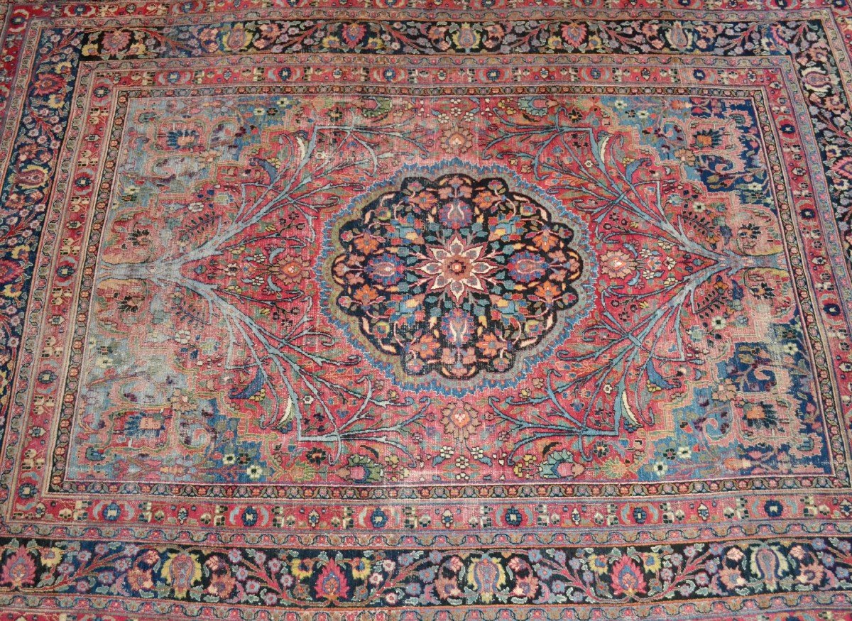 Important Tabriz ancien, 253 x 357 cm, laine nouée main en Perse (Iran) au XIXème Siècle-photo-4