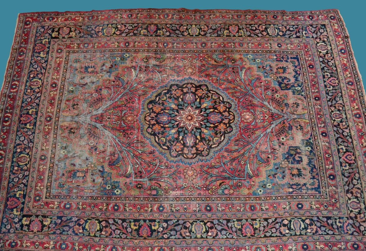 Important Tabriz ancien, 253 x 357 cm, laine nouée main en Perse (Iran) au XIXème Siècle-photo-7