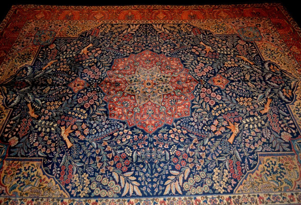 Tapis Tabriz ancien art déco, 272 x 328 cm laine nouée main en Iran vers 1910-1930-photo-2