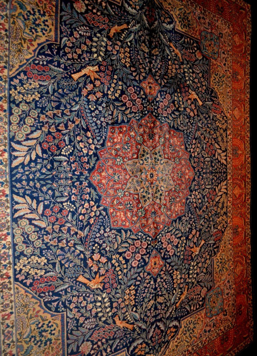 Tapis Tabriz ancien art déco, 272 x 328 cm laine nouée main en Iran vers 1910-1930-photo-3