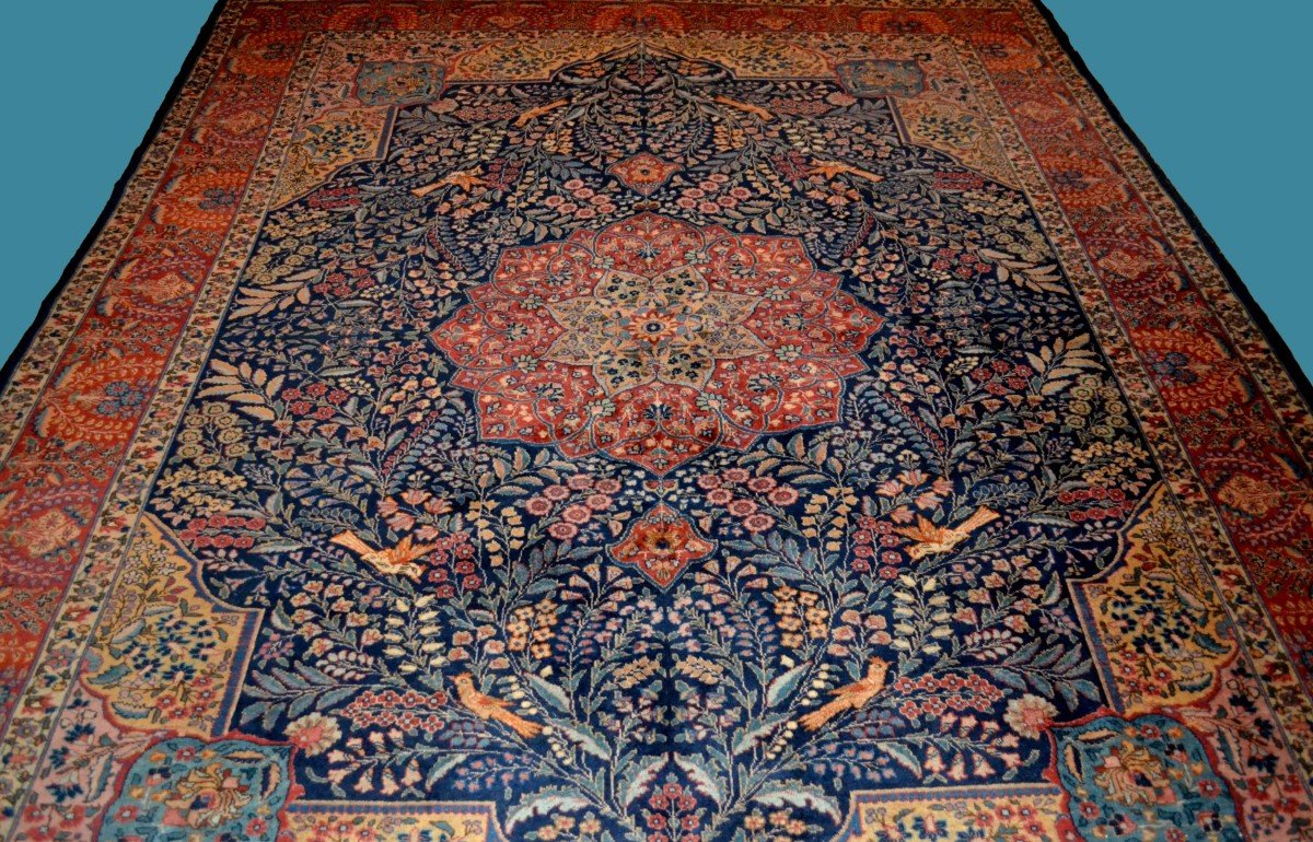 Tapis Tabriz ancien art déco, 272 x 328 cm laine nouée main en Iran vers 1910-1930-photo-3