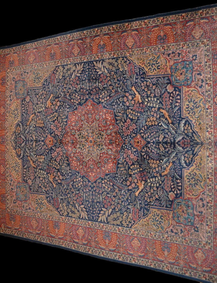 Tapis Tabriz ancien art déco, 272 x 328 cm laine nouée main en Iran vers 1910-1930-photo-5