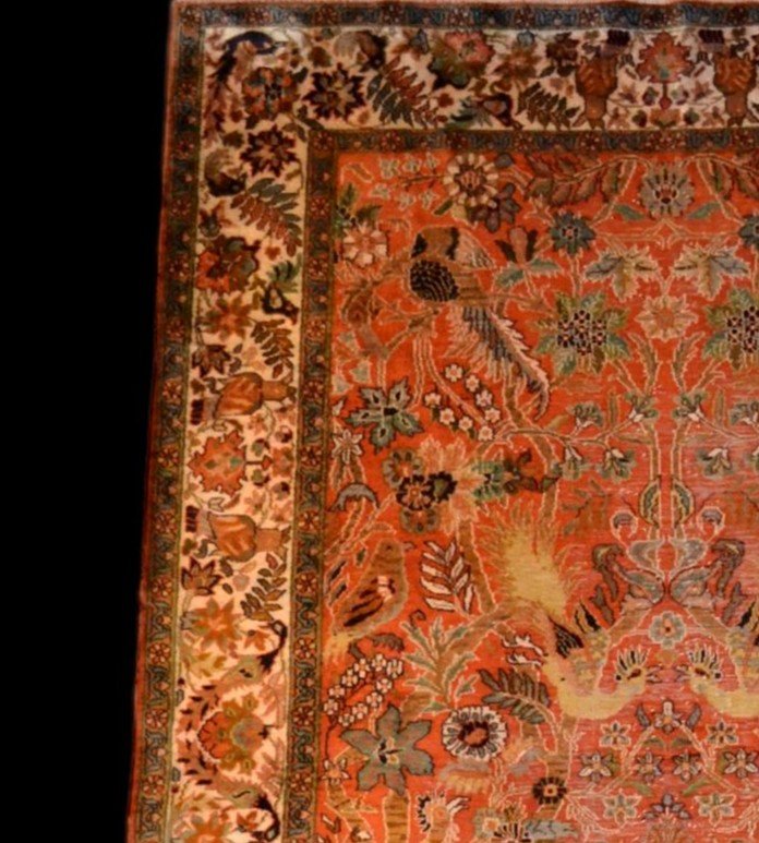 Hand-knotted Cashmere In Silk On Silk, 116 Cm X 185 Cm, Circa 1970, Srinagar Region, Kashmir-photo-3
