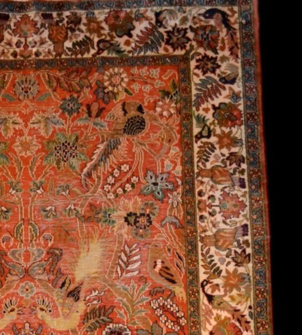 Hand-knotted Cashmere In Silk On Silk, 116 Cm X 185 Cm, Circa 1970, Srinagar Region, Kashmir-photo-4