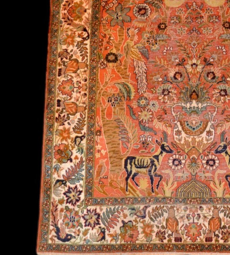 Hand-knotted Cashmere In Silk On Silk, 116 Cm X 185 Cm, Circa 1970, Srinagar Region, Kashmir-photo-1