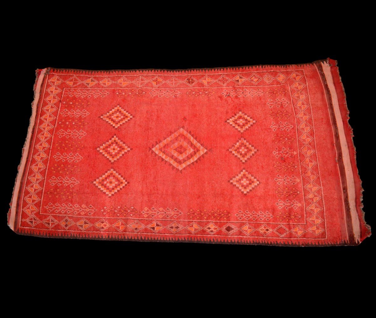 Old Rehamna Carpet, 138 X 254 Cm, Hand-knotted Wool, Work Of Berber Women, Morocco, 1920-photo-2