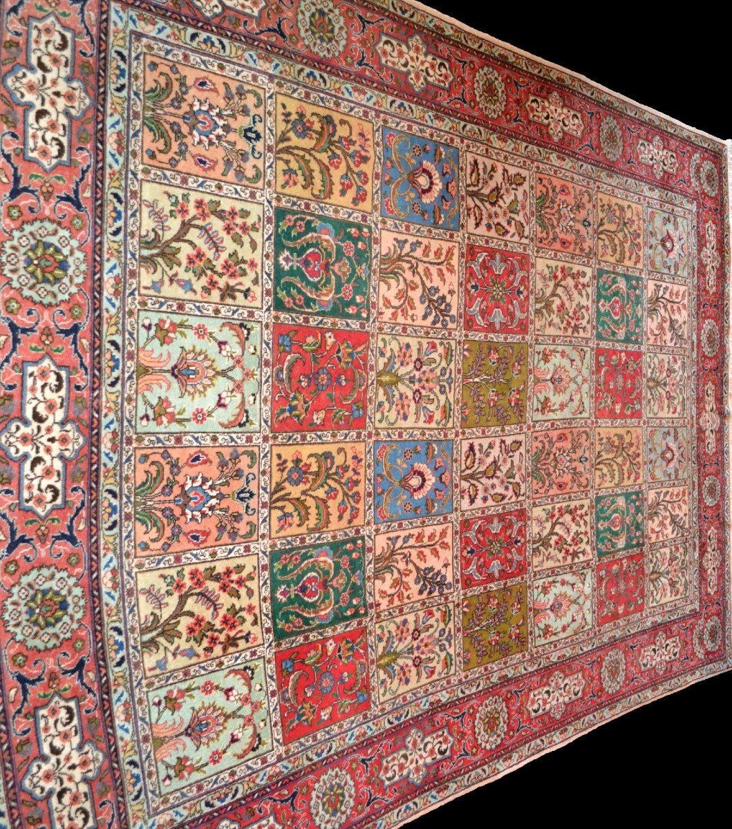 Tabriz aux quatre saisons, 280 x 396 cm, laine Kork nouée main en Iran vers 1980, très bel état-photo-2