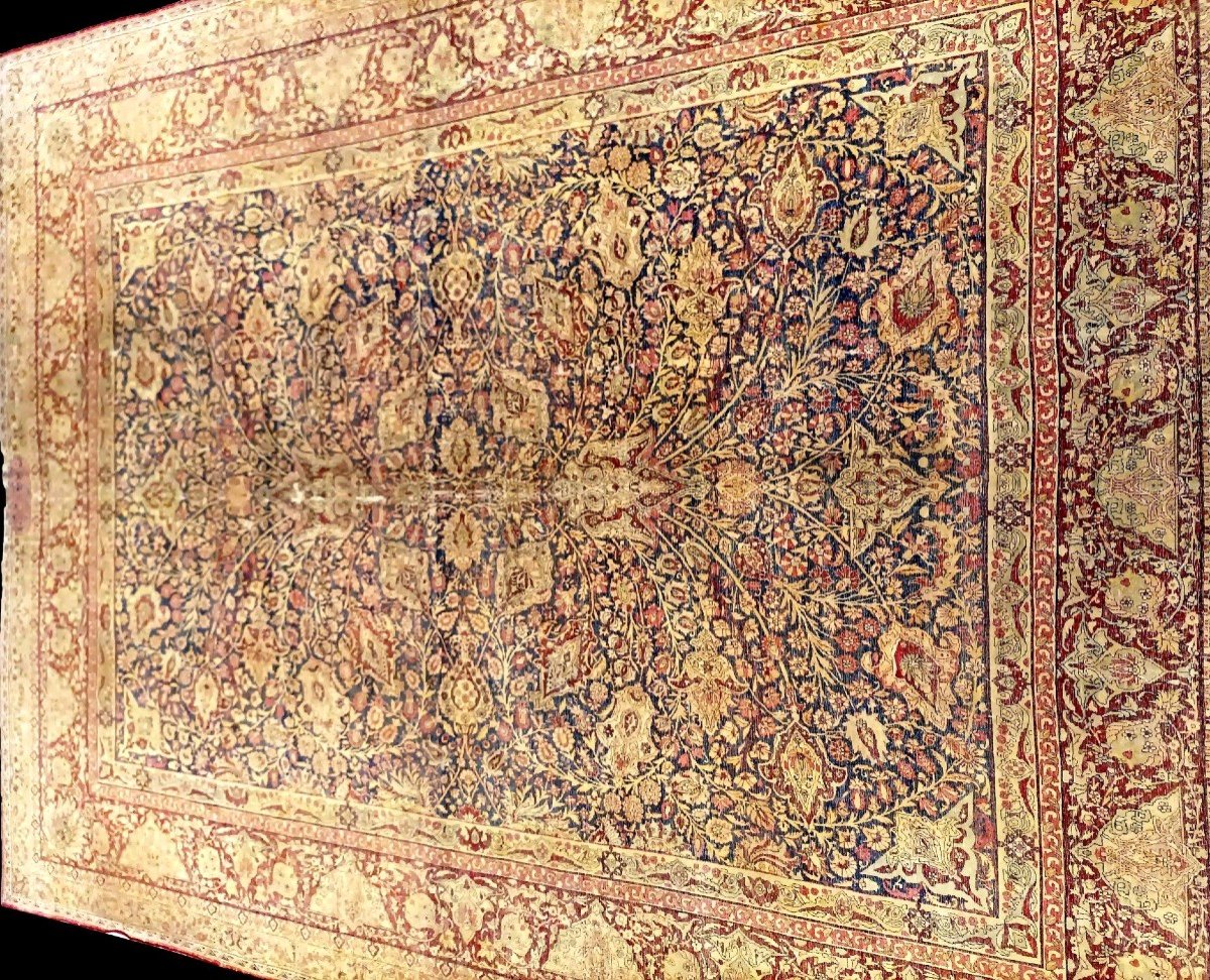 Important Old Kirman, 355 X 457 Cm, Signed, Persia (iran) Circa 1880, Hand-knotted, Museum Quality-photo-4