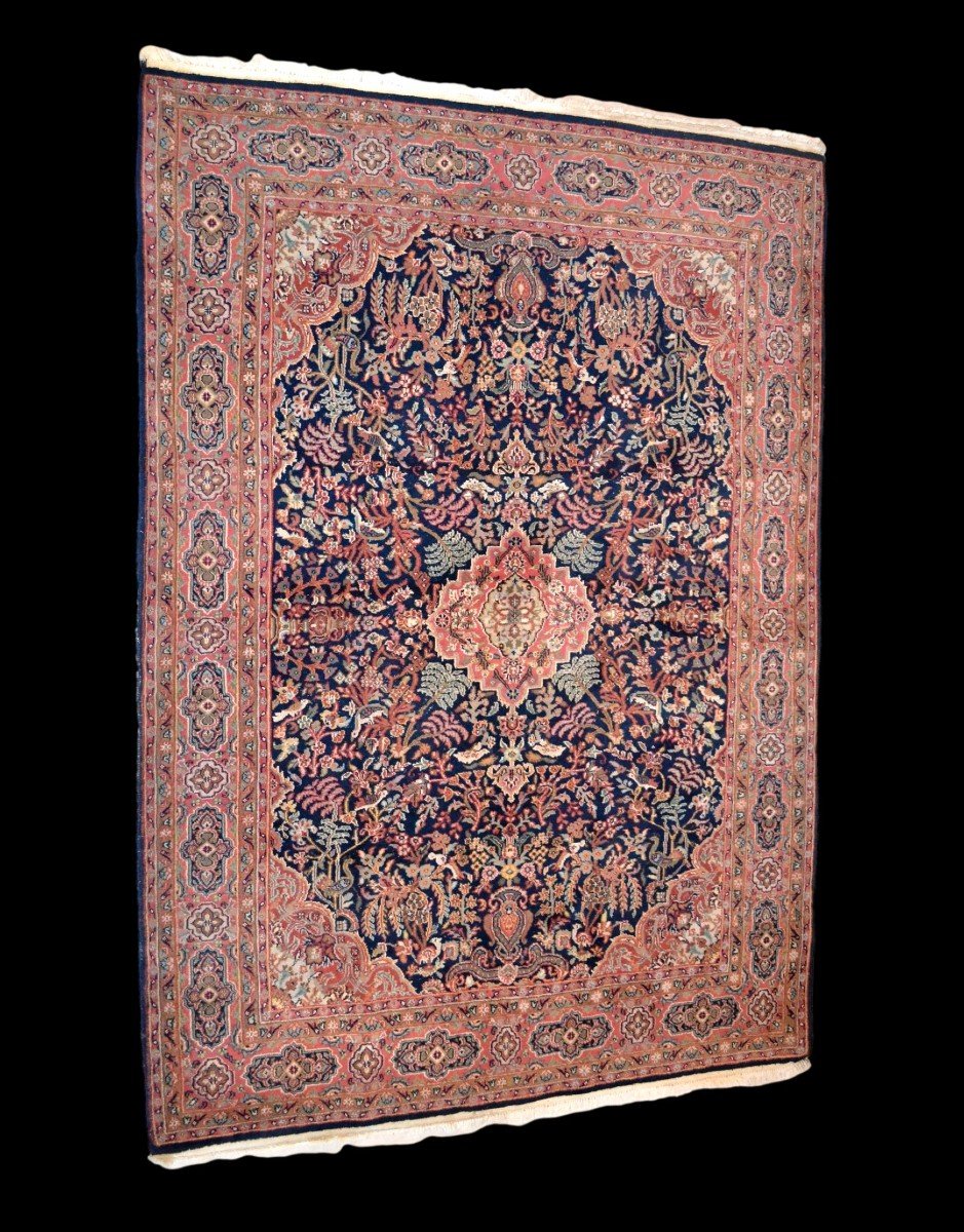 Tabriz Indo-Perse, 151 cm x 211 cm, laine nouée main, superbe décor, très bon état vers 1980-photo-2