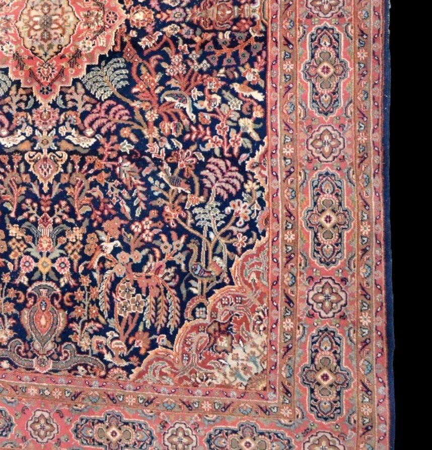 Tabriz Indo-Perse, 151 cm x 211 cm, laine nouée main, superbe décor, très bon état vers 1980-photo-5