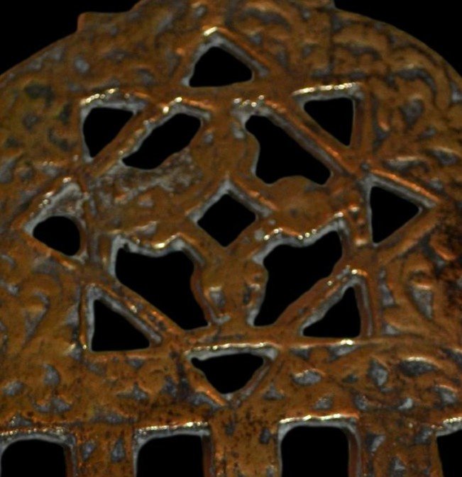 Heurtoir de porte, Hamsa, bronze doré, Fez, Maroc début du XXème siècle-photo-2