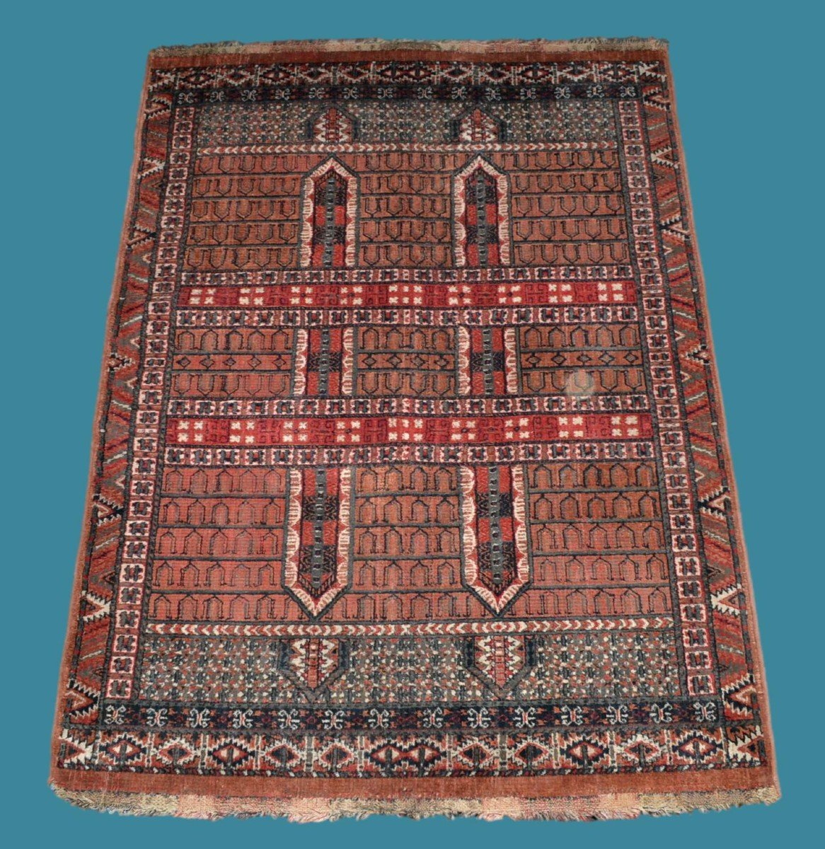 Tapis Yomoud des Turkmènes, 164 x 227 cm, laine sur laine nouées main, première partie du XXème siècle-photo-7