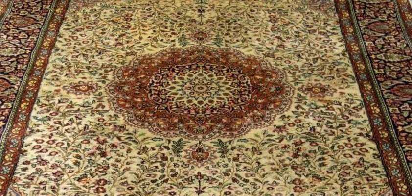 Ghoum Rug, Indo Persia Quality, 158 X 247 Cm, Hand-knotted Wool Around 1980 In Perfect Condition-photo-5